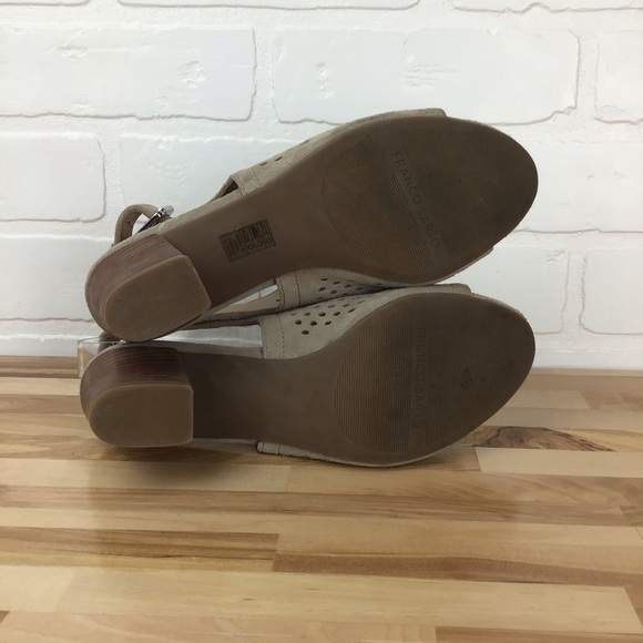 FRANCO Sarto beige genuine upper leather suede sandals chunky heels tan size 7 - Picture 11 of 16
